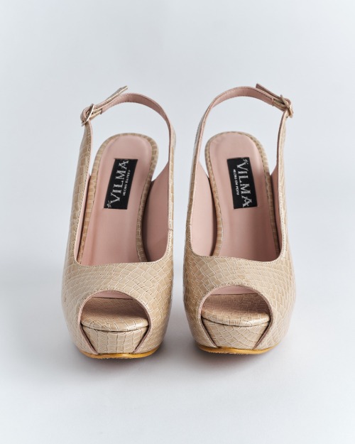 Sandalia Peep Toe Croco con Plataforma