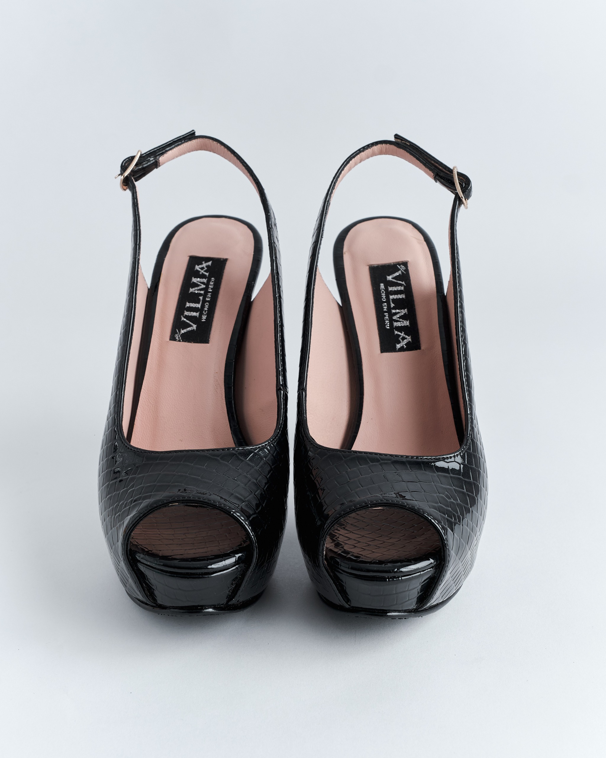 Sandalia Peep Toe Croco con Plataforma - Imagen 6