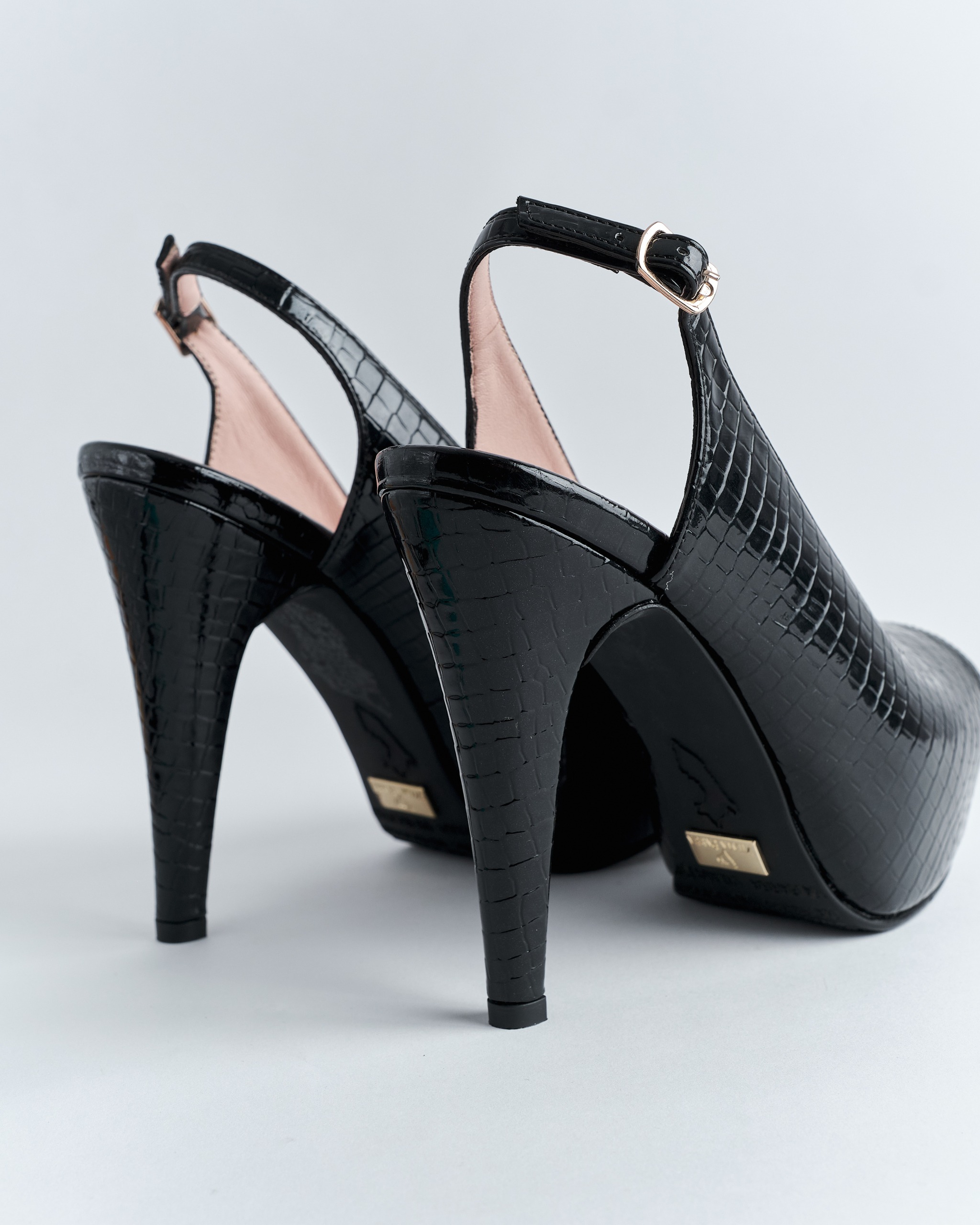 Sandalia Peep Toe Croco con Plataforma - Imagen 7