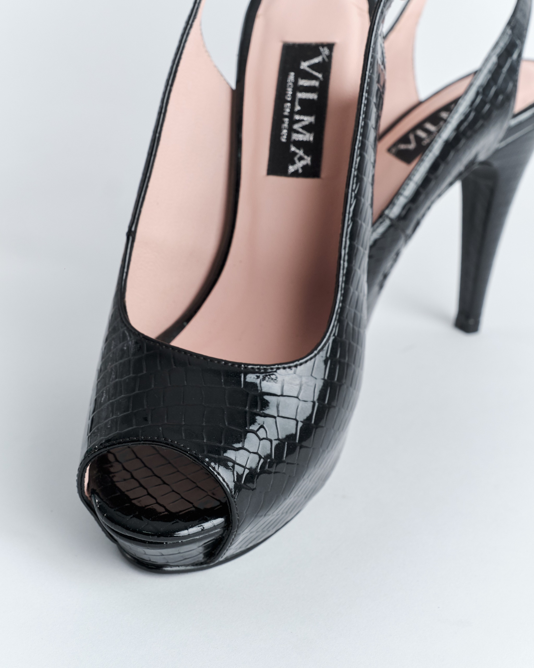Sandalia Peep Toe Croco con Plataforma - Imagen 5