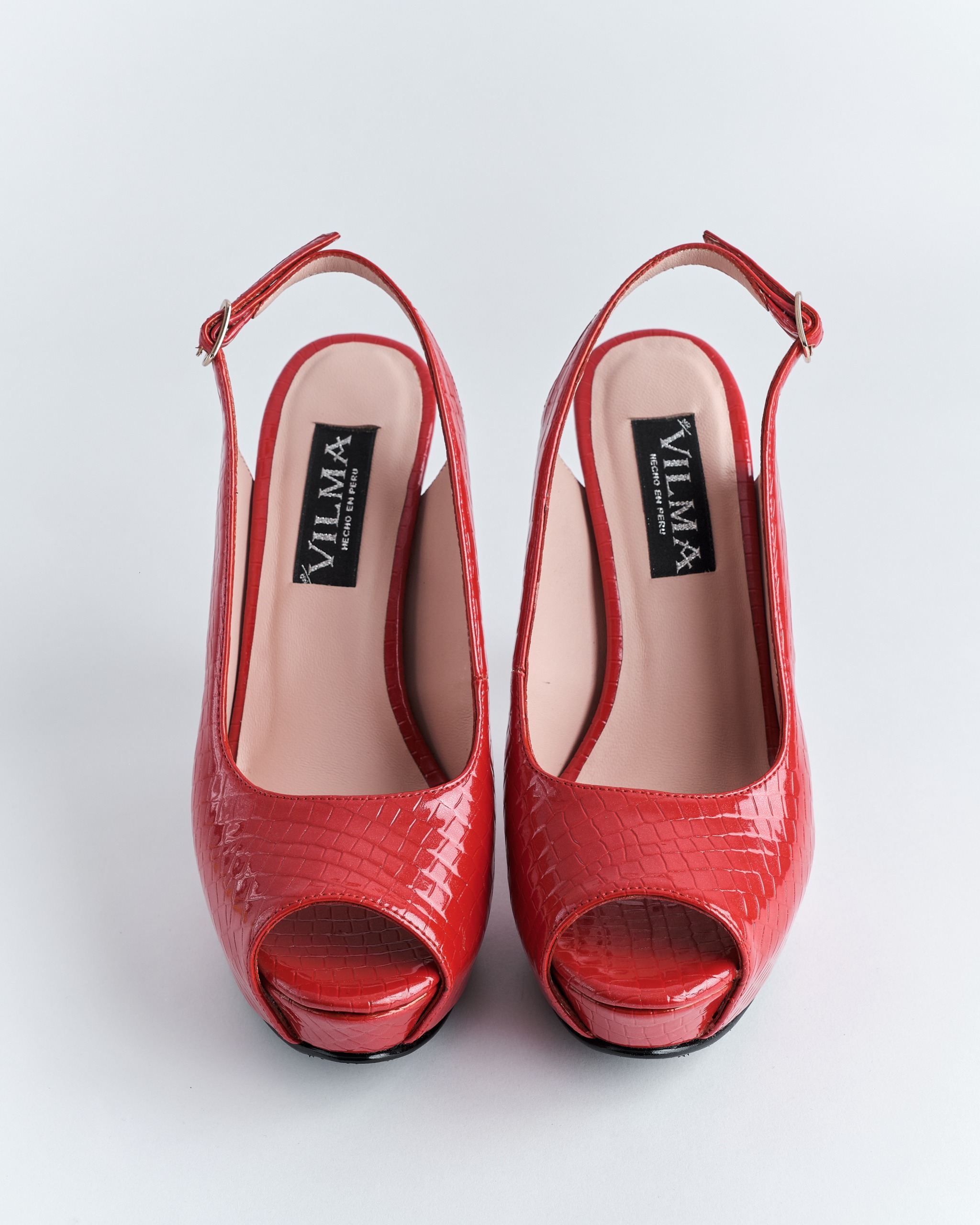 Sandalia Peep Toe Croco con Plataforma - Imagen 10