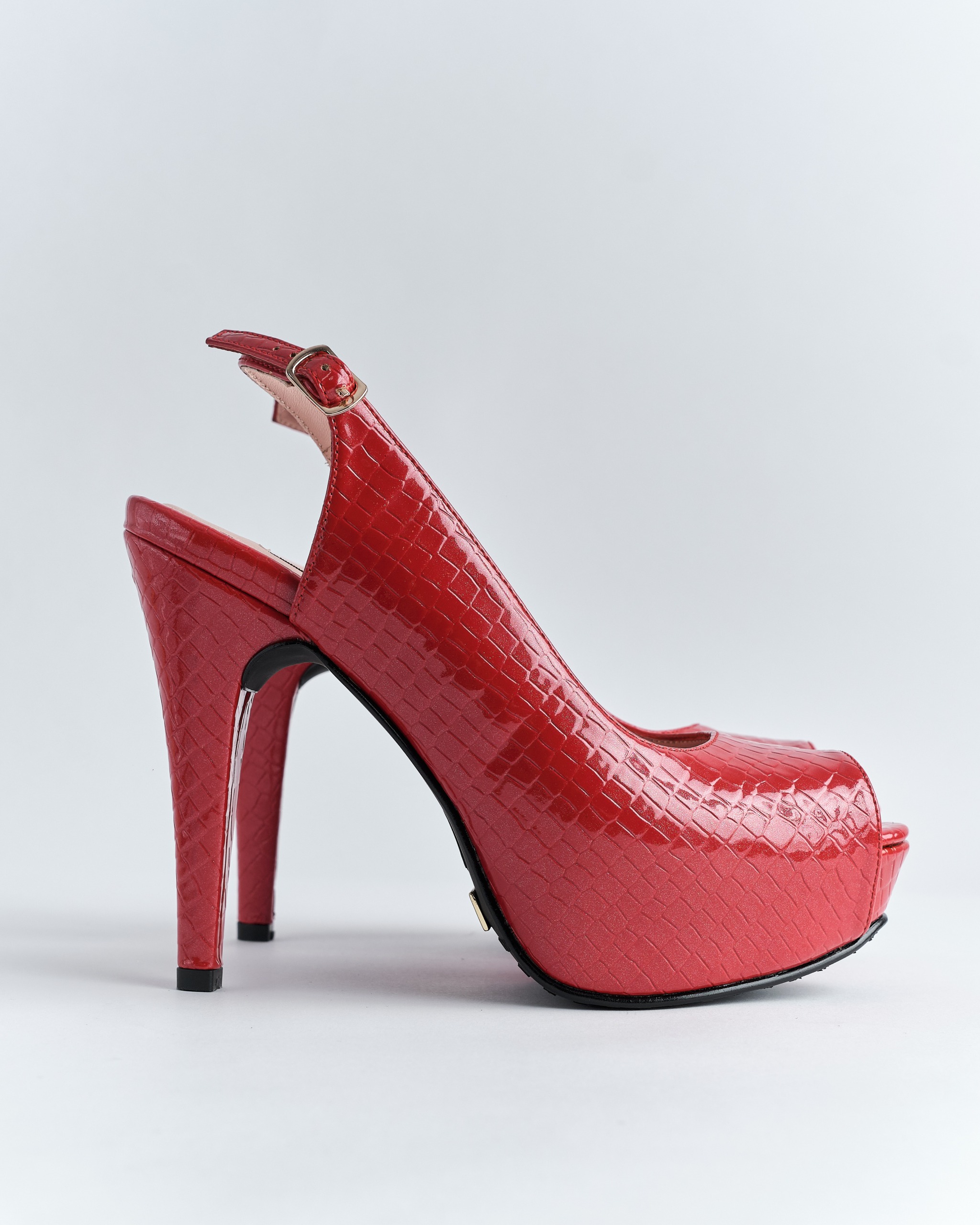 Sandalia Peep Toe Croco con Plataforma - Imagen 11