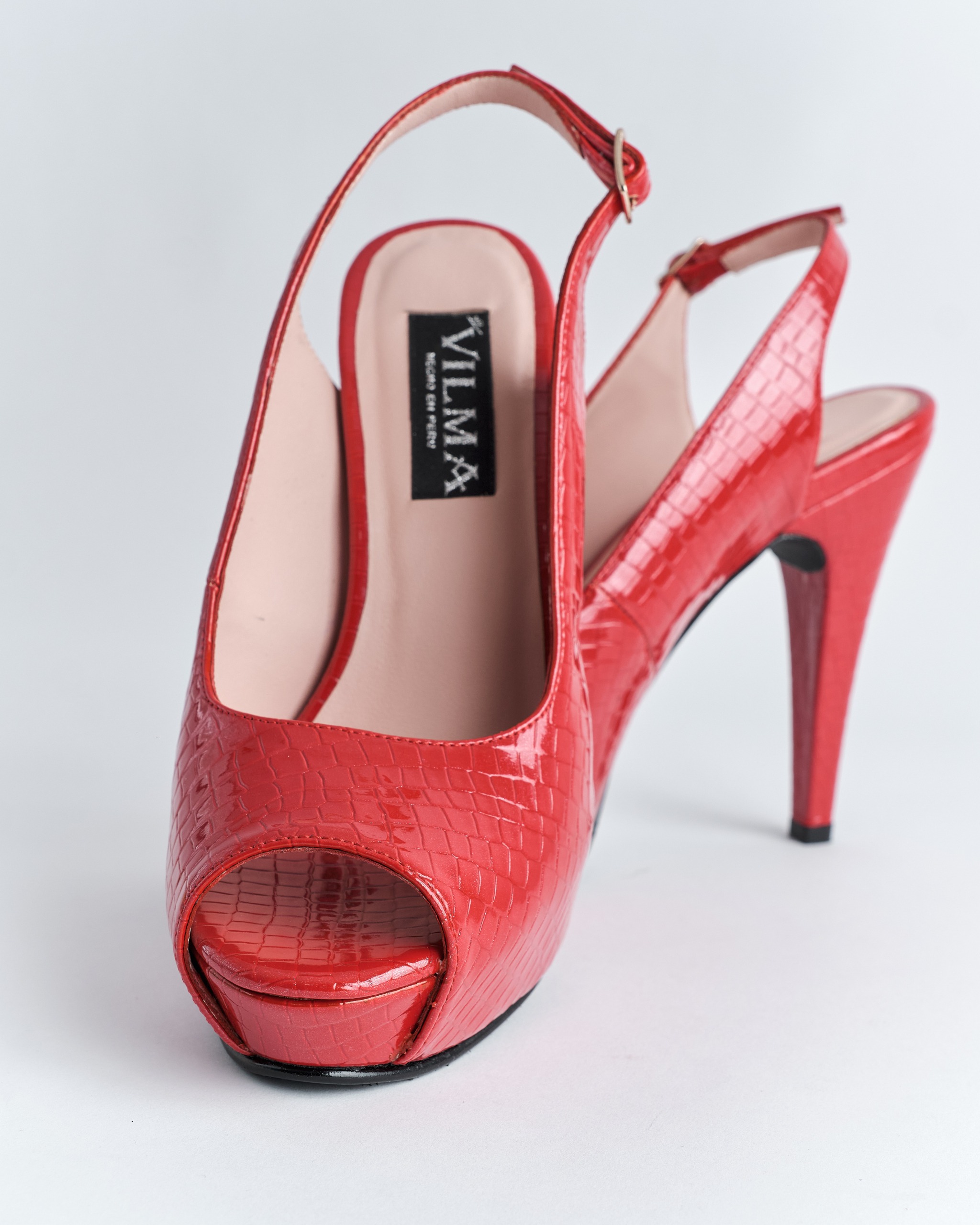 Sandalia Peep Toe Croco con Plataforma - Imagen 9