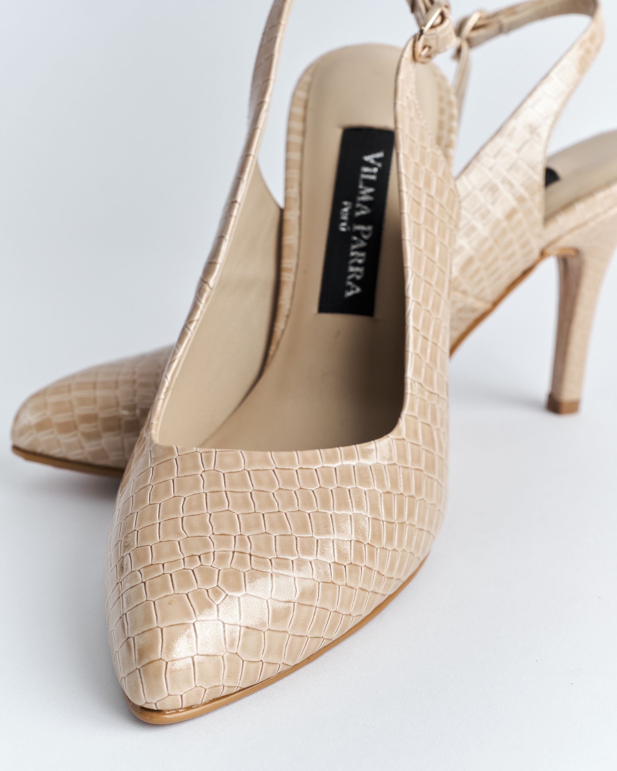 Zapato Slingback Croco de Tacón Alto - Imagen 5