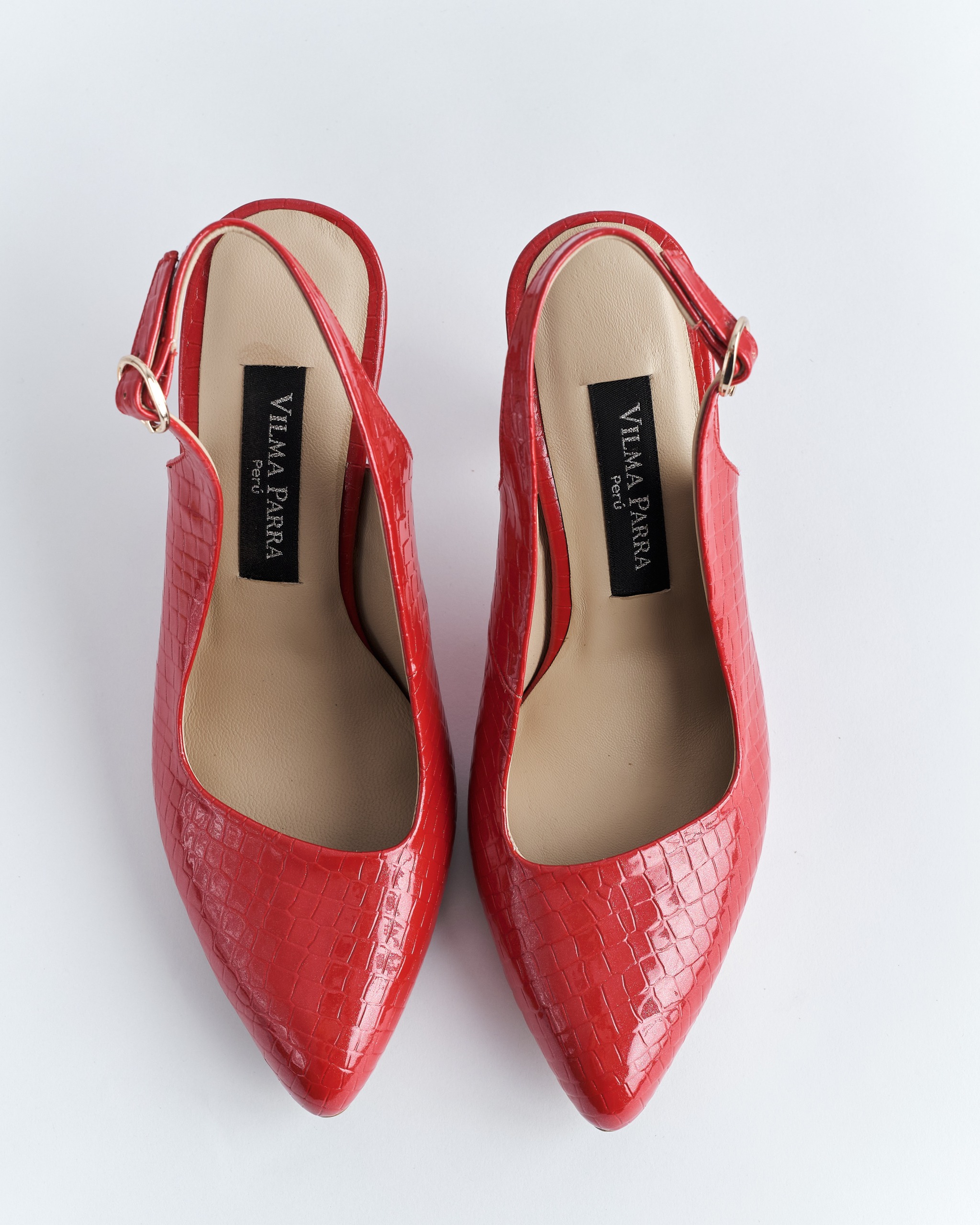 Zapato Slingback Croco de Tacón Alto
